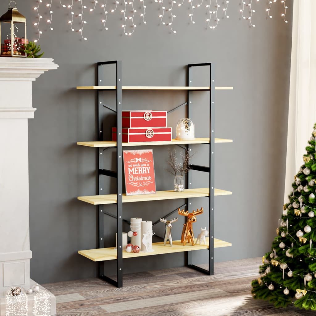 Libreria A 4 Ripiani 100x30x140 Cm In Legno Massello Di Pino