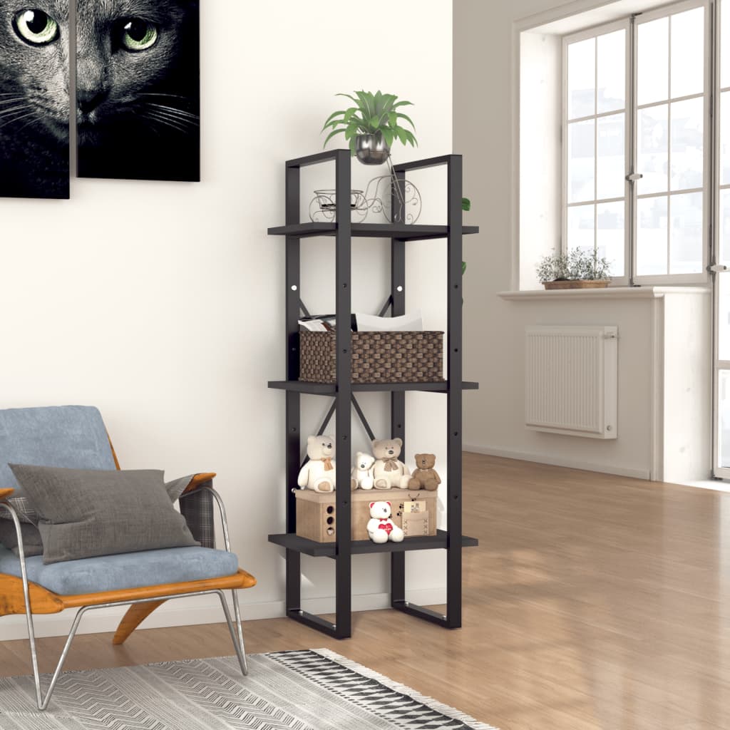 Libreria A 3 Ripiani Grigia 40x30x105 Cm In Legno Multistrato