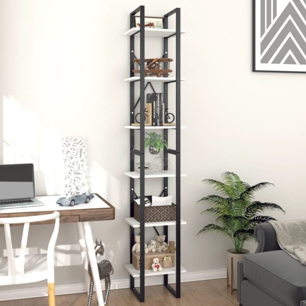 Libreria A 6 Ripiani Bianca 40x30x210 Cm In Legno Multistrato - Image 3