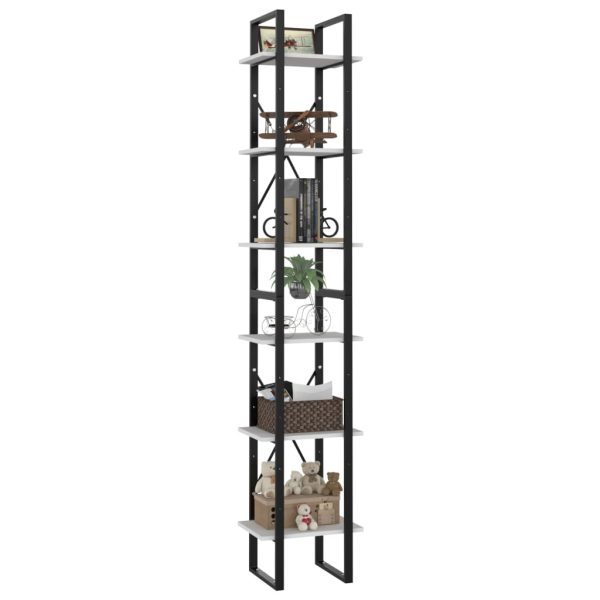Libreria A 6 Ripiani Bianca 40x30x210 Cm In Legno Multistrato - Image 4