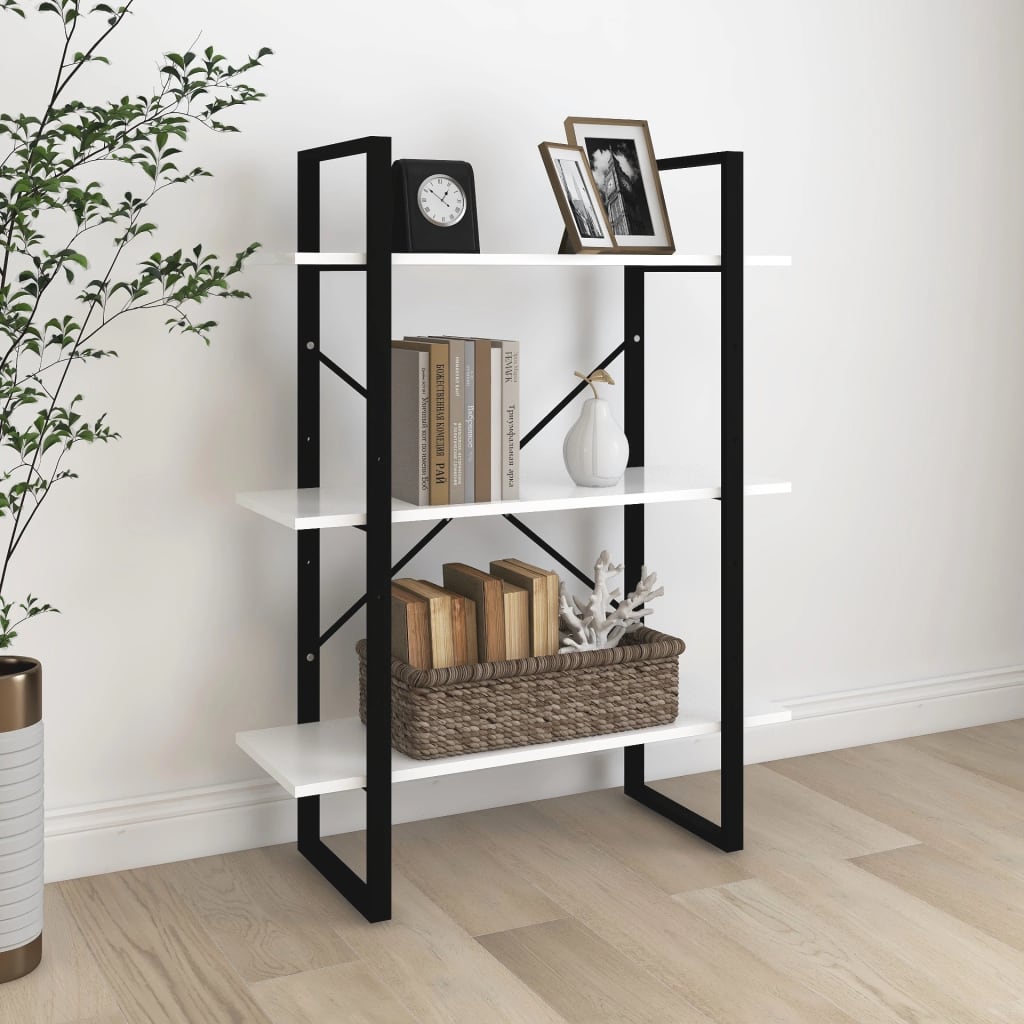 Libreria Bianca 80x30x105 Cm In Legno Multistrato