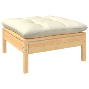 Poggiapiedi Da Giardino Con Cuscino In Legno Massello Di Pino