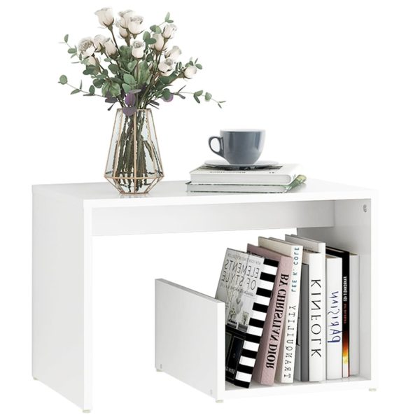 Tavolino Bianco 59x36x38 Cm In Legno Multistrato - Image 3