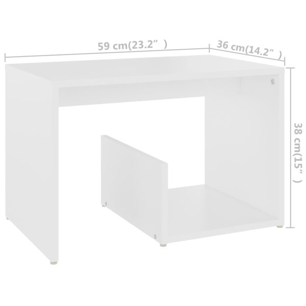 Tavolino Bianco 59x36x38 Cm In Legno Multistrato - Image 6