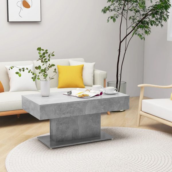 Tavolino Da Salotto Grigio Cemento 96x50x45cm Legno Multistrato