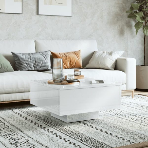 Tavolino Salotto Bianco Lucido 60x60x31,5 Cm Legno Multistrato - Image 3