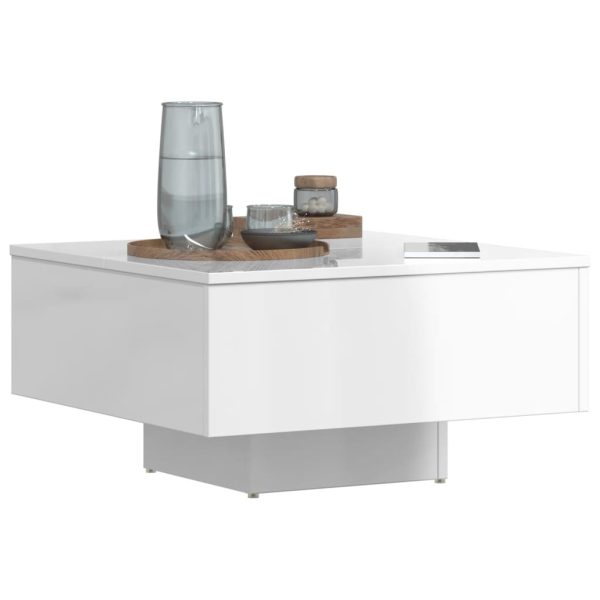 Tavolino Salotto Bianco Lucido 60x60x31,5 Cm Legno Multistrato - Image 4