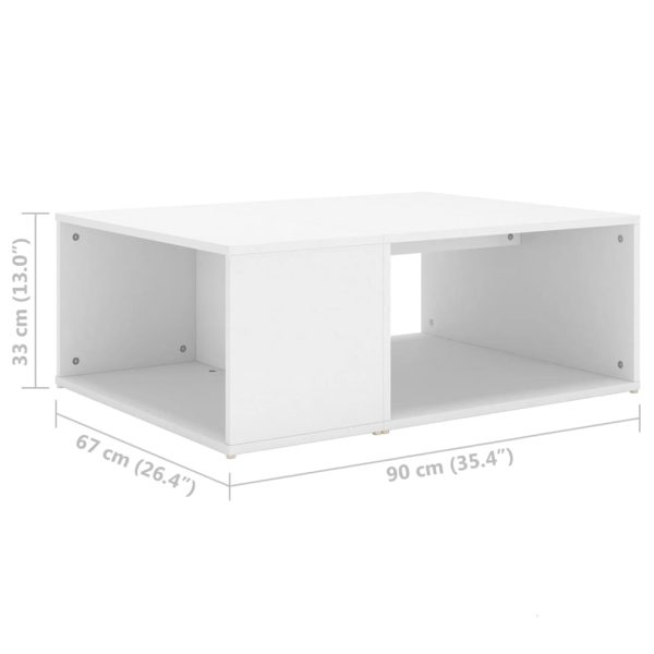 Tavolino Da Salotto Bianco 90x67x33 Cm In Legno Multistrato - Image 6