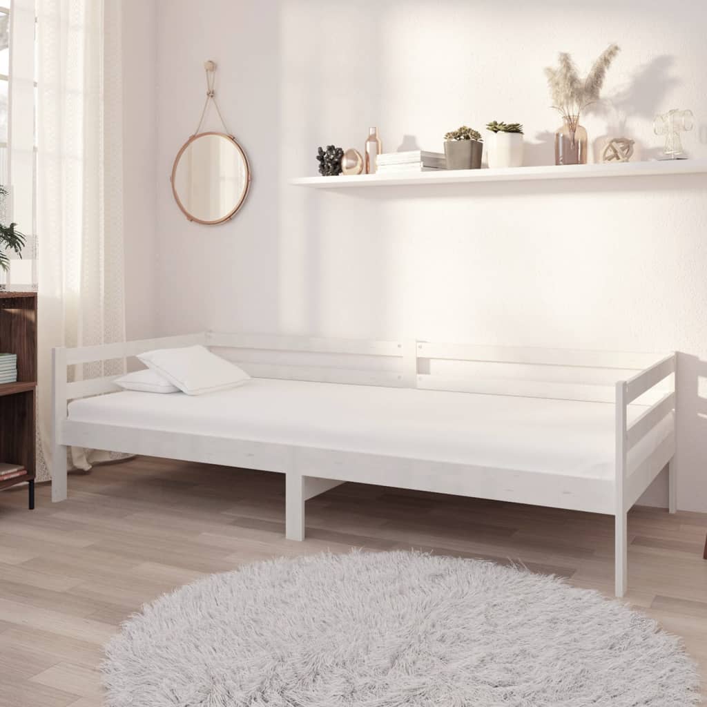 Dormeuse Bianca In Legno Massello Di Pino 90x200 cm