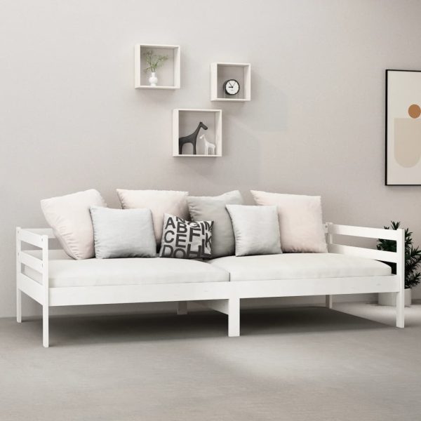Dormeuse Bianca In Legno Massello Di Pino 90x200 cm - Image 3