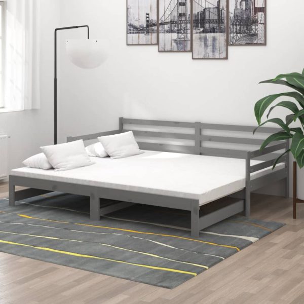 Dormeuse Estraibile Grigia In Massello Di Pino 2x(90x200) cm