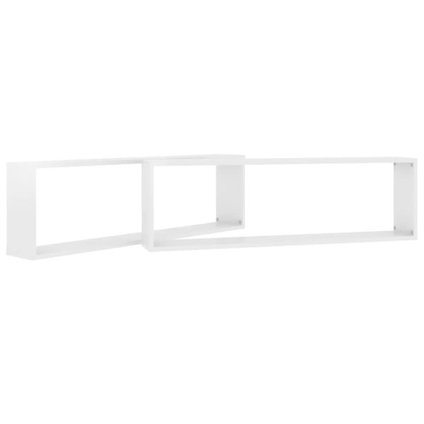 Mensole Parete A Cubo 2pz Bianco Lucido 100x15x30cm Multistrato - Image 5
