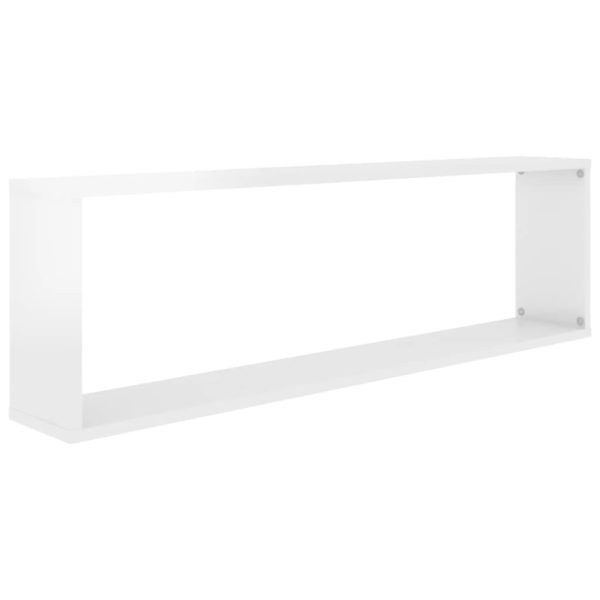 Mensole Parete A Cubo 2pz Bianco Lucido 100x15x30cm Multistrato - Image 6