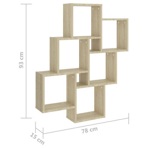 Mensola Parete Cubo Rovere Sonoma 78x15x93cm Legno Multistrato - Image 6