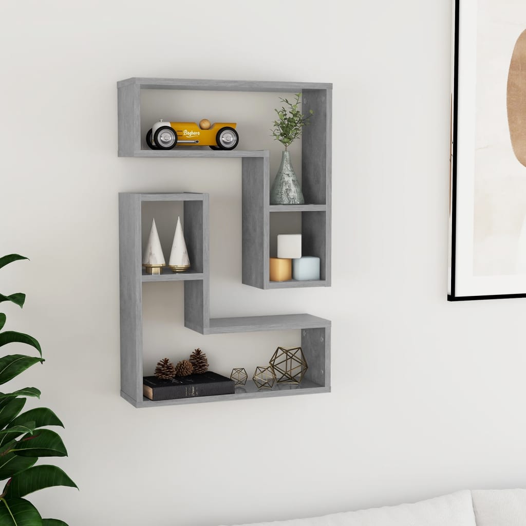 Mensole A Muro 2pz Grigio Cemento 50x15x50cm Legno Multistrato
