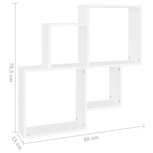 Mensola Da Parete A Cubo Bianca 80x15x78,5 Cm In Multistrato - Image 6
