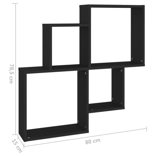 Mensola Da Parete A Cubo Nera 80x15x78,5 Cm Legno Multistrato - Image 6