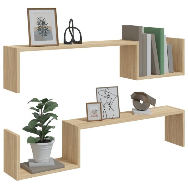 Mensole A Muro 2pz Rovere Sonoma 100x15x20 Cm Legno Multistrato - Image 4