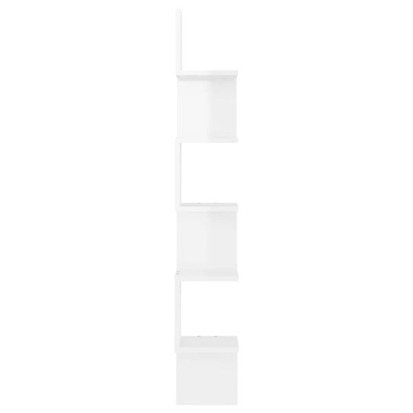 Scaffale Angolare Muro Bianco Lucido 20x20x127,5cm Multistrato - Image 3