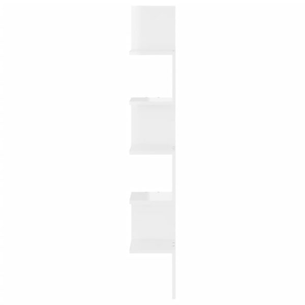 Scaffale Angolare Muro Bianco Lucido 20x20x127,5cm Multistrato - Image 4