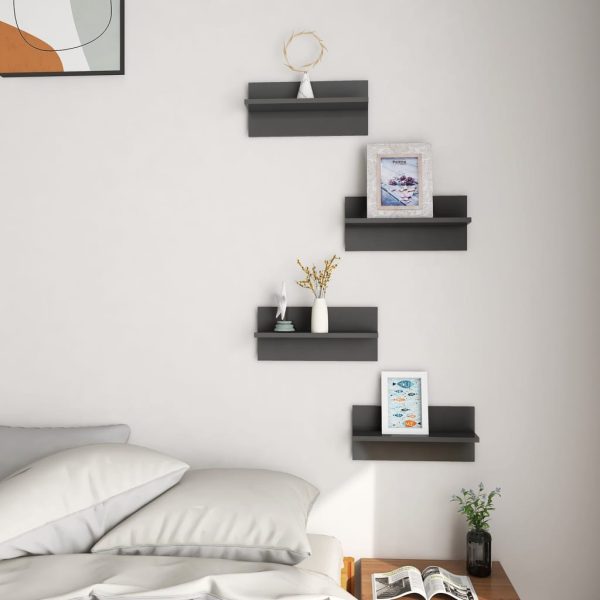 Mensole A Muro 4 Pz Grigio Lucido 40x11,5x18 cm - Image 3