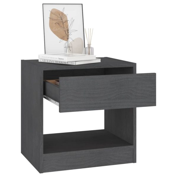 Comodini 2 Pz Grigi 40x31x40 Cm In Legno Massello Di Pino - Image 4