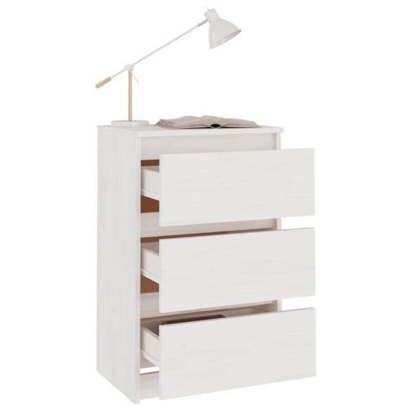 Comodini 2 Pz Bianchi 40x29,5x64 Cm In Legno Massello Di Pino - Image 3