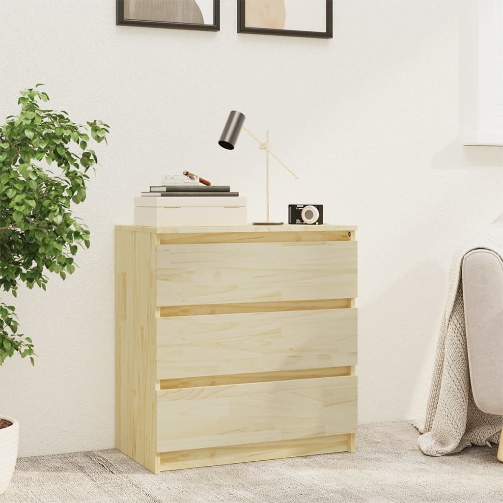 Comodino 60x36x64 Cm In Legno Massello Di Pino