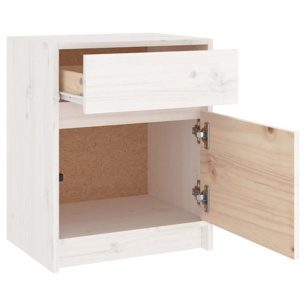 Comodino Bianco 40x31x50 Cm In Legno Massello Di Pino - Image 6