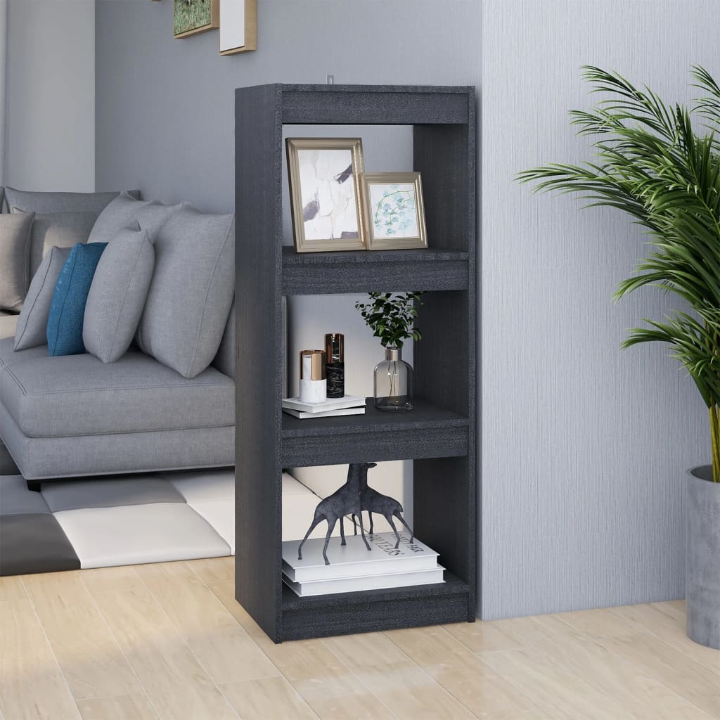 Libreria/divisorio Grigio 40x30x103,5 Cm Legno Massello Di Pino