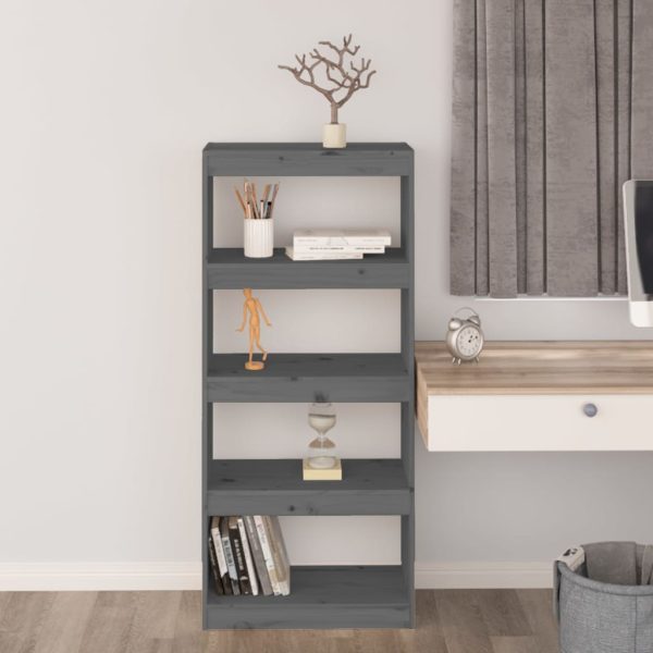 Libreria/divisorio Grigio 60x30x135,5 Cm Legno Massello Di Pino - Image 3