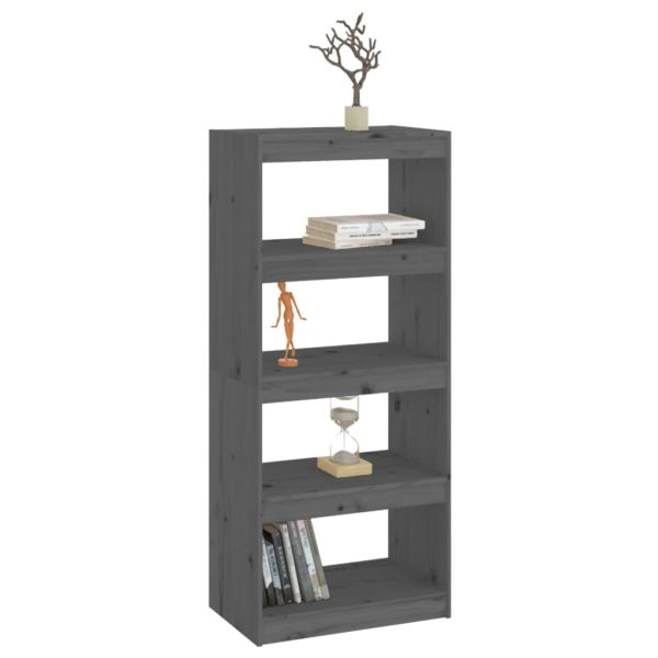 Libreria/divisorio Grigio 60x30x135,5 Cm Legno Massello Di Pino - Image 4
