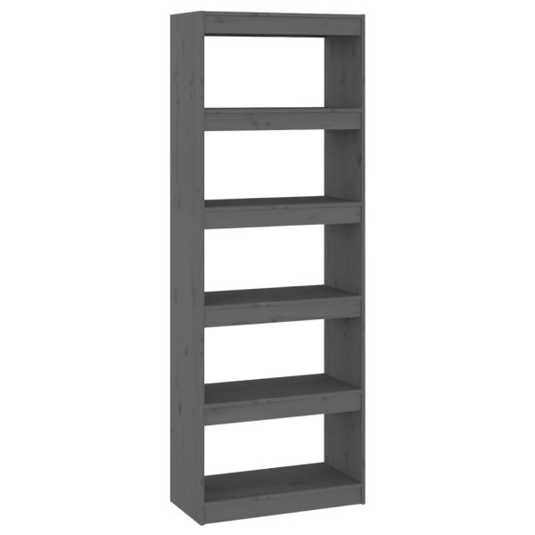 Libreria/divisorio Grigio 60x30x167,5 Cm In Massello Di Pino - Image 2
