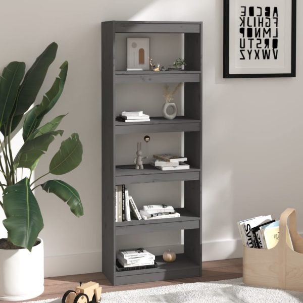 Libreria/divisorio Grigio 60x30x167,5 Cm In Massello Di Pino - Image 6