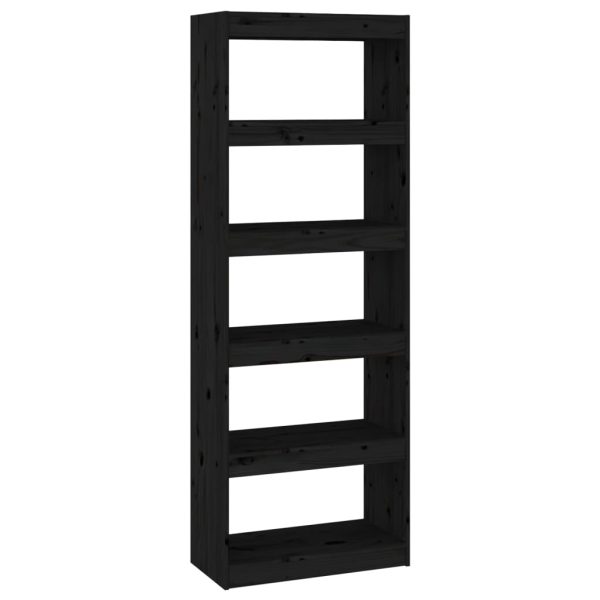Libreria/divisorio Nero 60x30x167,5 Cm In Massello Di Pino - Image 2