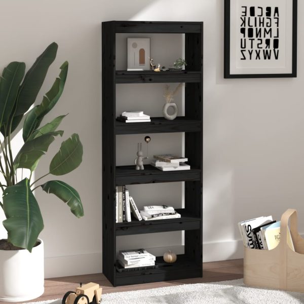 Libreria/divisorio Nero 60x30x167,5 Cm In Massello Di Pino - Image 6