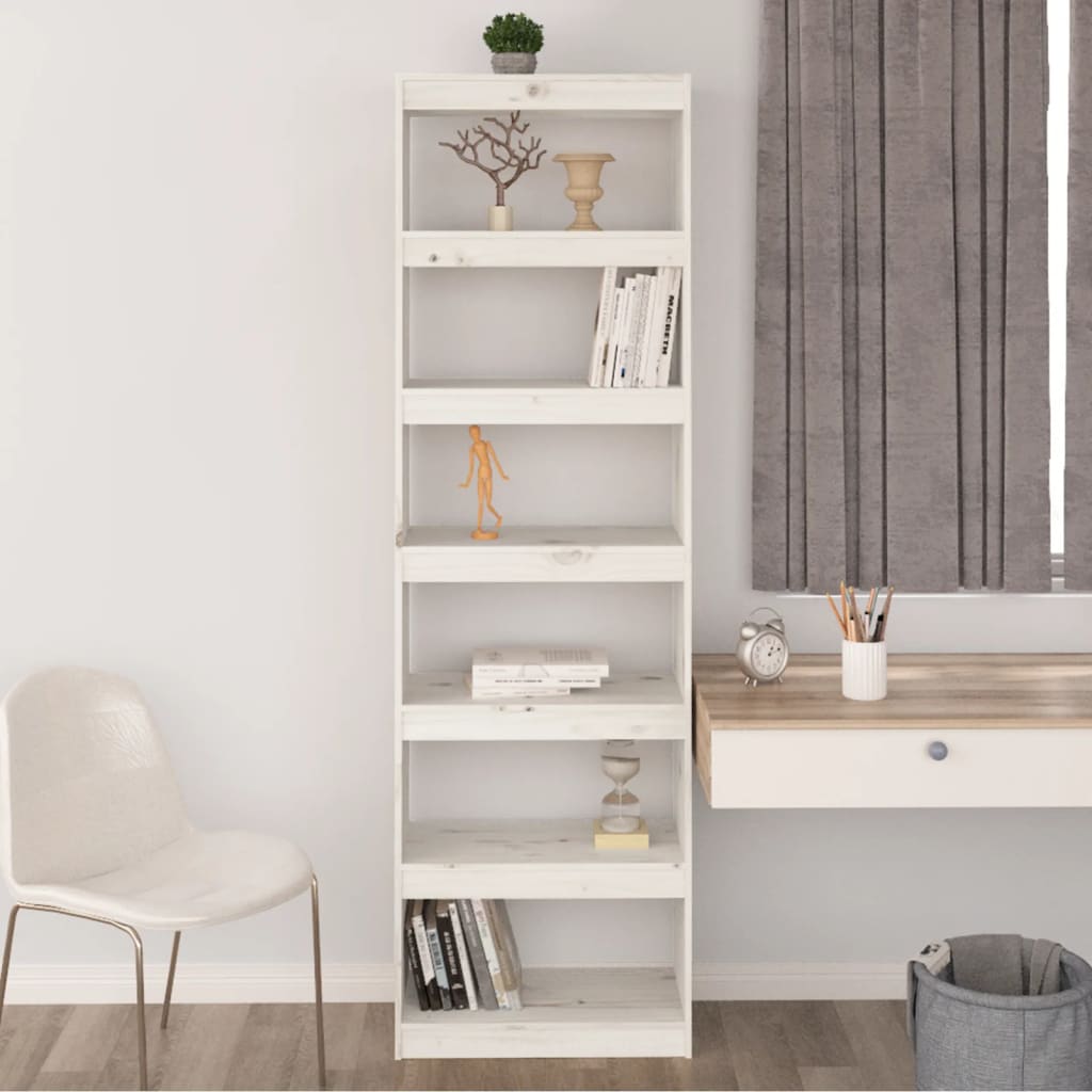 Libreria/divisorio Bianco 60x30x199,5 Cm Legno Massello Di Pino - Image 4
