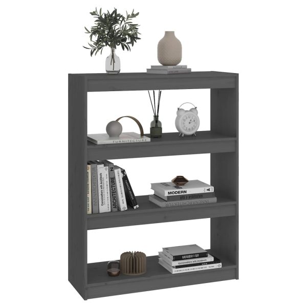 Libreria/divisorio Grigio 80x30x103,5 Cm In Massello Di Pino - Image 3