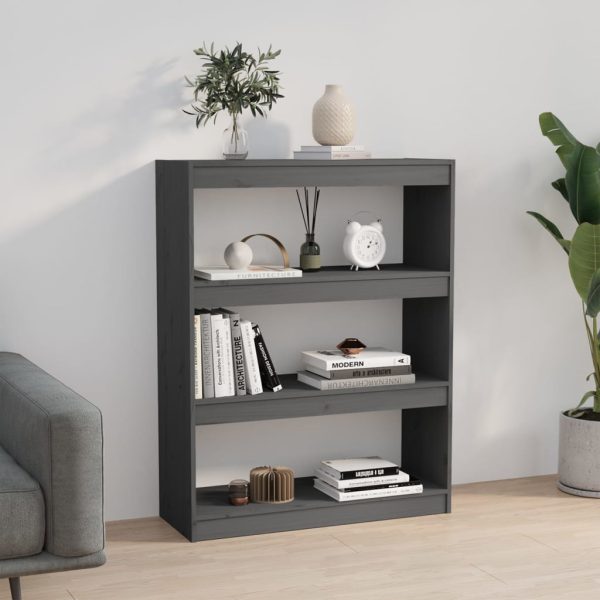 Libreria/divisorio Grigio 80x30x103,5 Cm In Massello Di Pino - Image 4