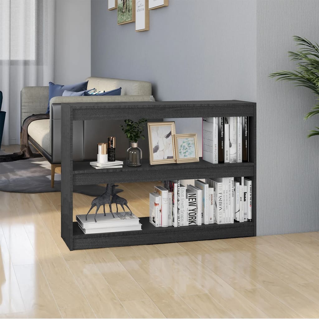 Libreria/divisorio Grigio 100x30x71,5 Cm In Legno Massello Di Pino