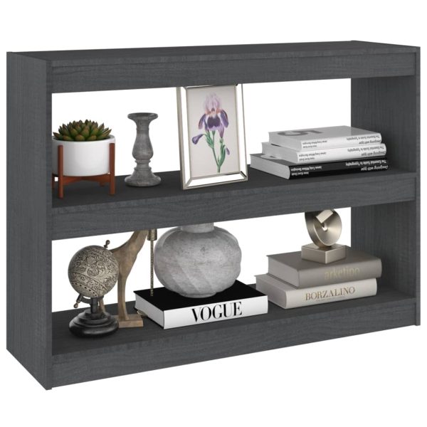 Libreria/divisorio Grigio 100x30x71,5 Cm In Legno Massello Di Pino - Image 4