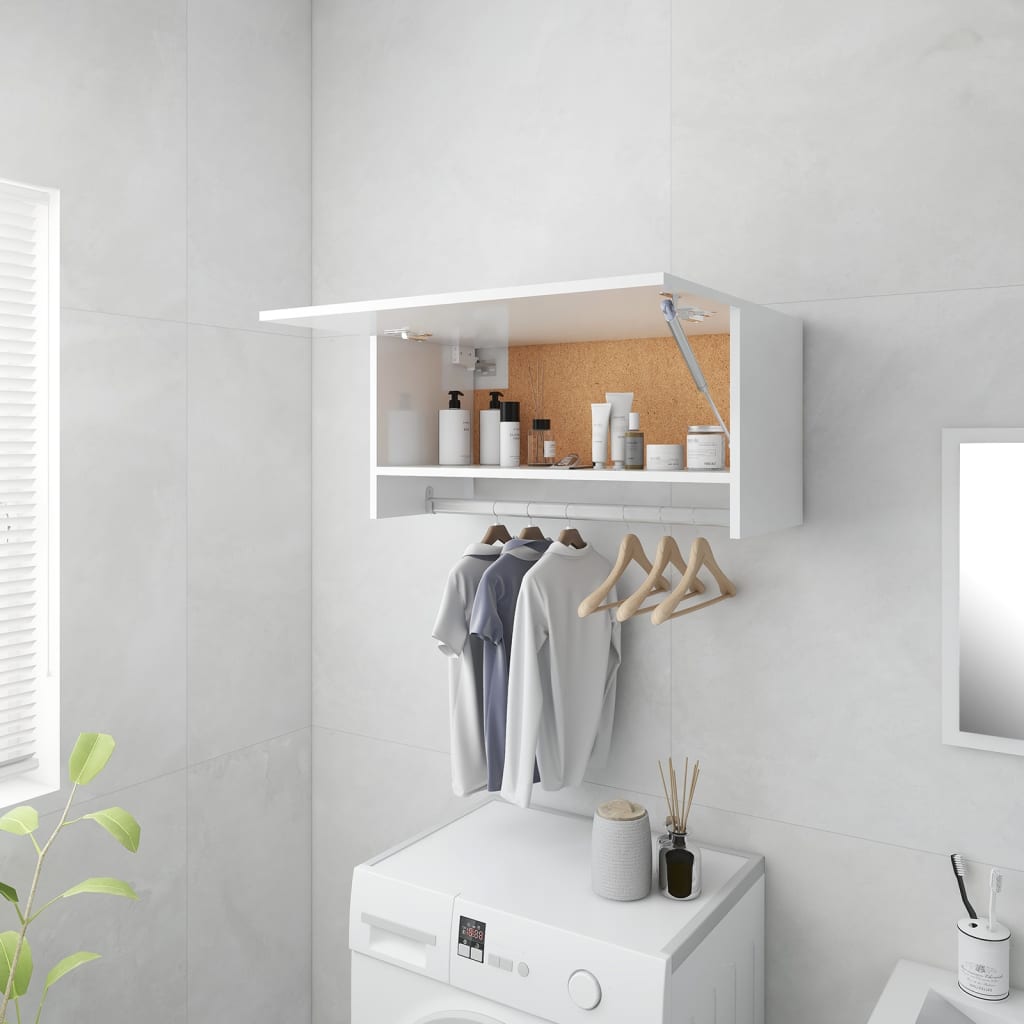 Armadio Bianco Lucido 70x32,5x35 Cm In Legno Multistrato