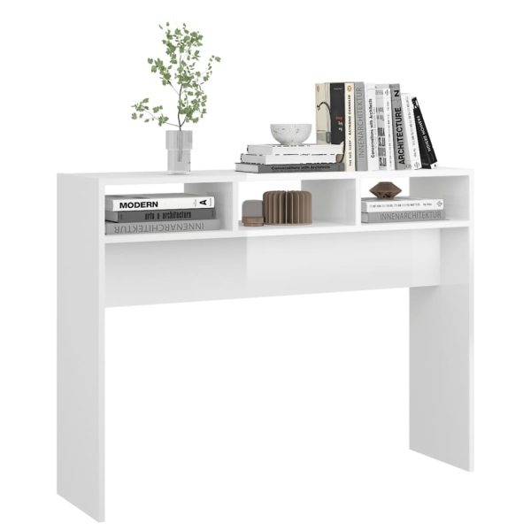 Tavolino Consolle Bianco Lucido 105x30x80 Cm Legno Multistrato - Image 4