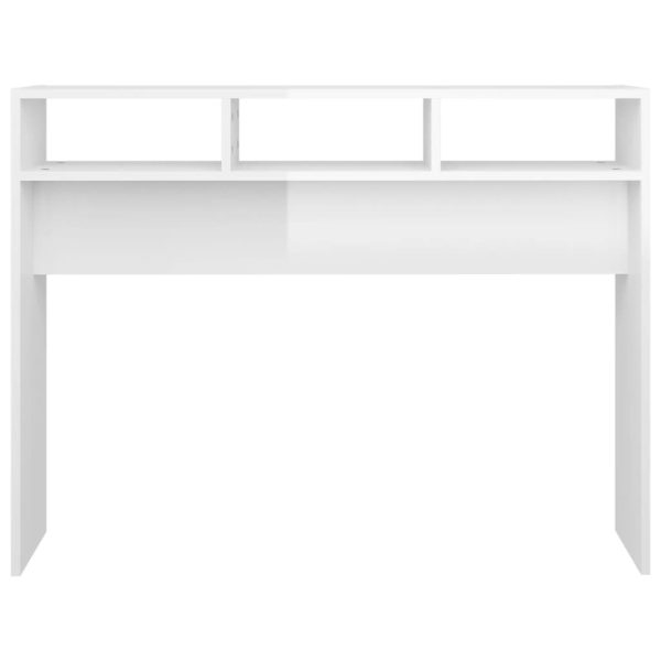 Tavolino Consolle Bianco Lucido 105x30x80 Cm Legno Multistrato - Image 5