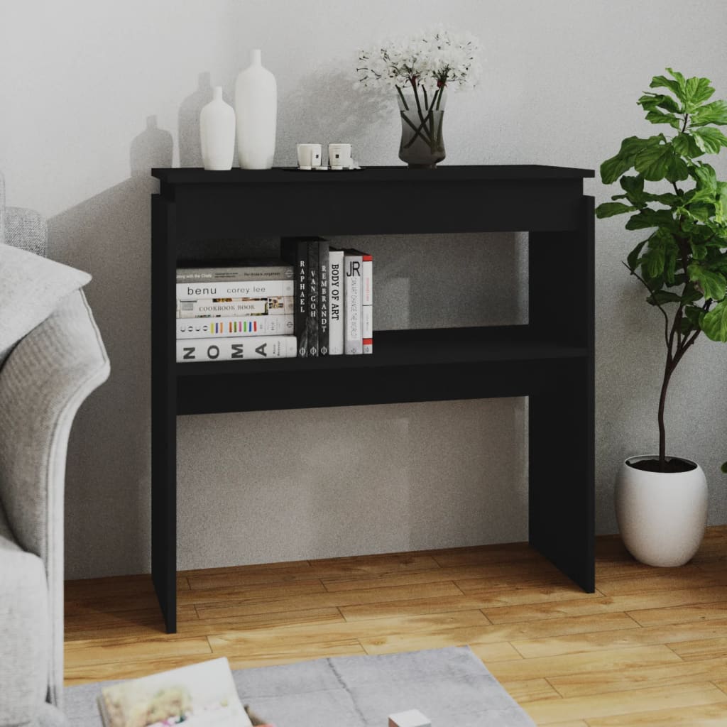 Tavolino Consolle Nero 80x30x80 Cm In Legno Multistrato
