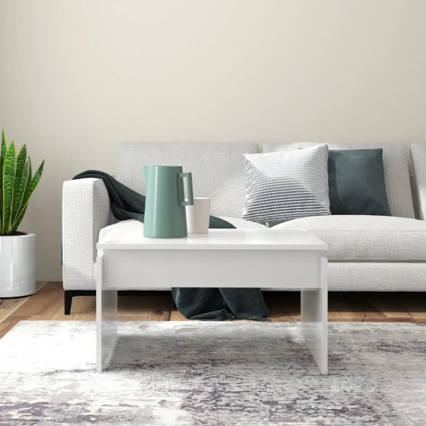 Tavolino Da Salotto Bianco Lucido 68x50x38 Cm Legno Multistrato - Image 3