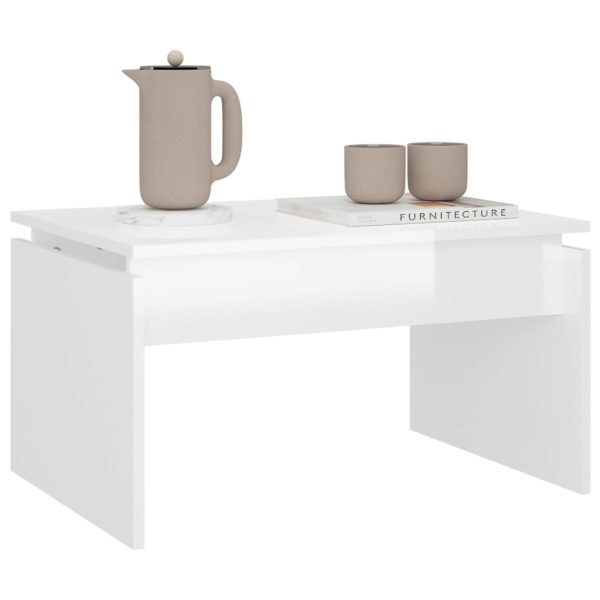 Tavolino Da Salotto Bianco Lucido 68x50x38 Cm Legno Multistrato - Image 4