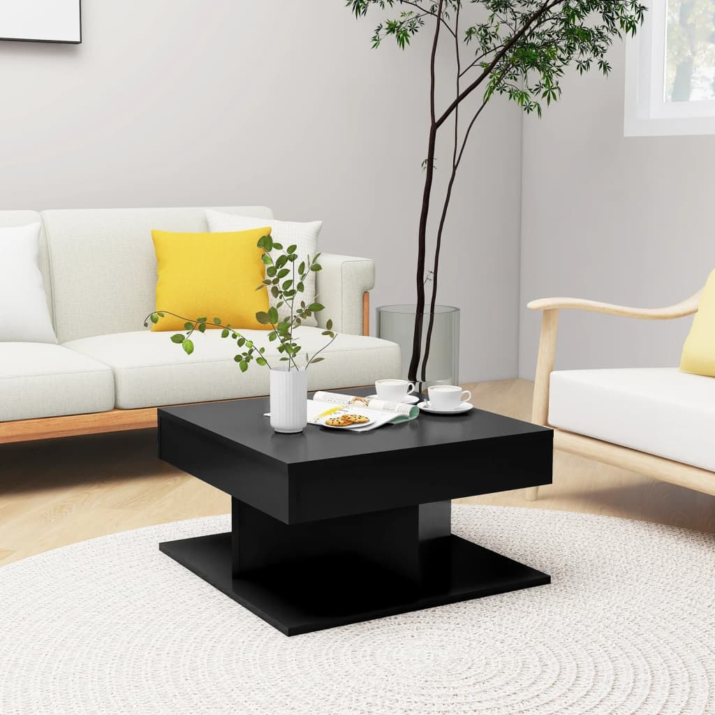 Tavolino Da Salotto Nero 57x57x30 Cm In Legno Multistrato