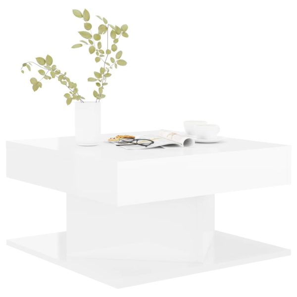 Tavolino Da Salotto Bianco Lucido 57x57x30 Cm Legno Multistrato - Image 4