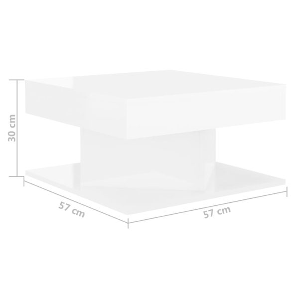 Tavolino Da Salotto Bianco Lucido 57x57x30 Cm Legno Multistrato - Image 5
